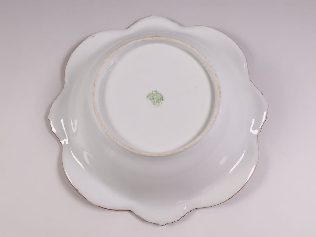 【CM309】オールドノリタケ 風景 薔薇 皿 鉢 幅21.8cm 湖畔 明治