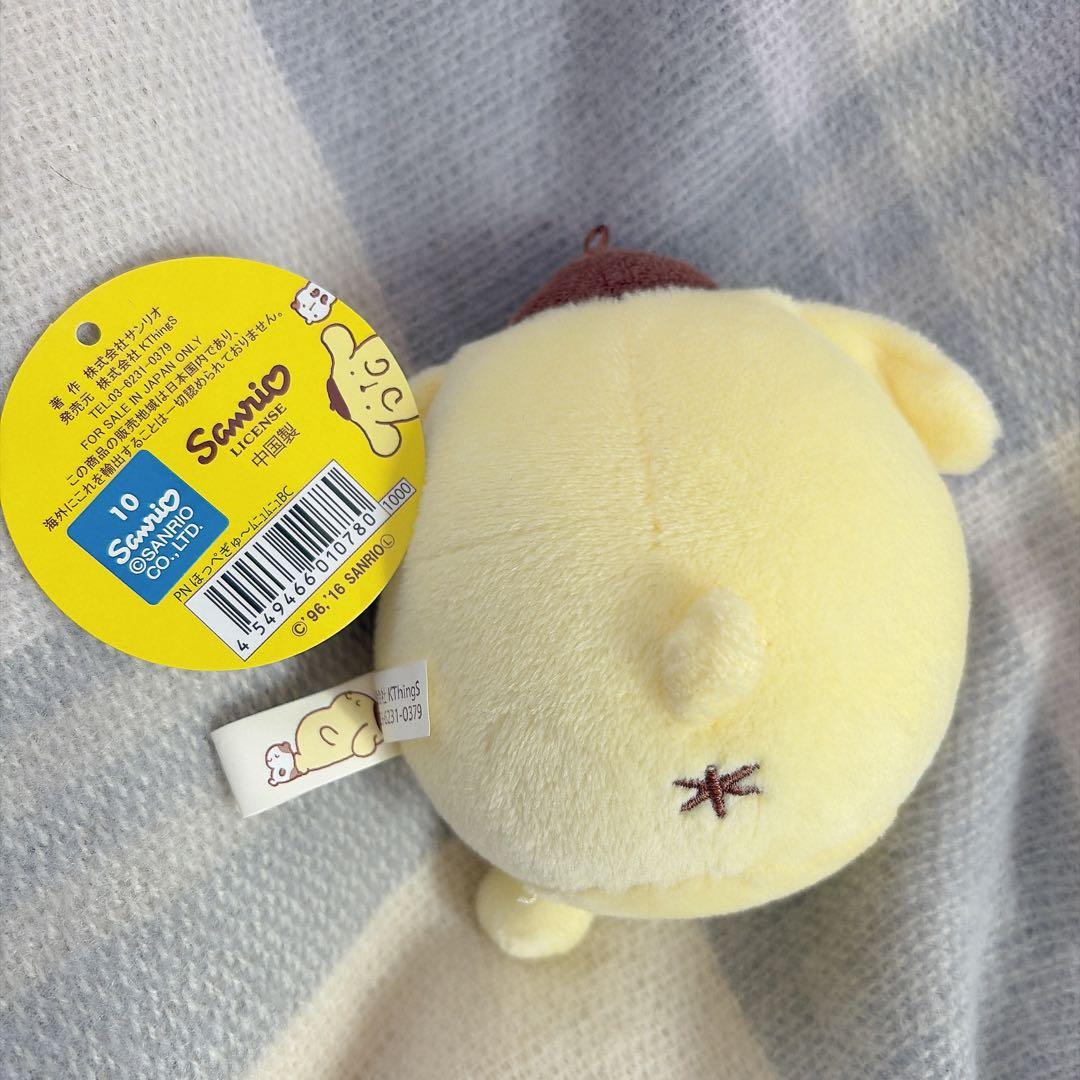 ポムポムプリン　ほっぺぎゅ〜　マスコット　むにゅむにゅ