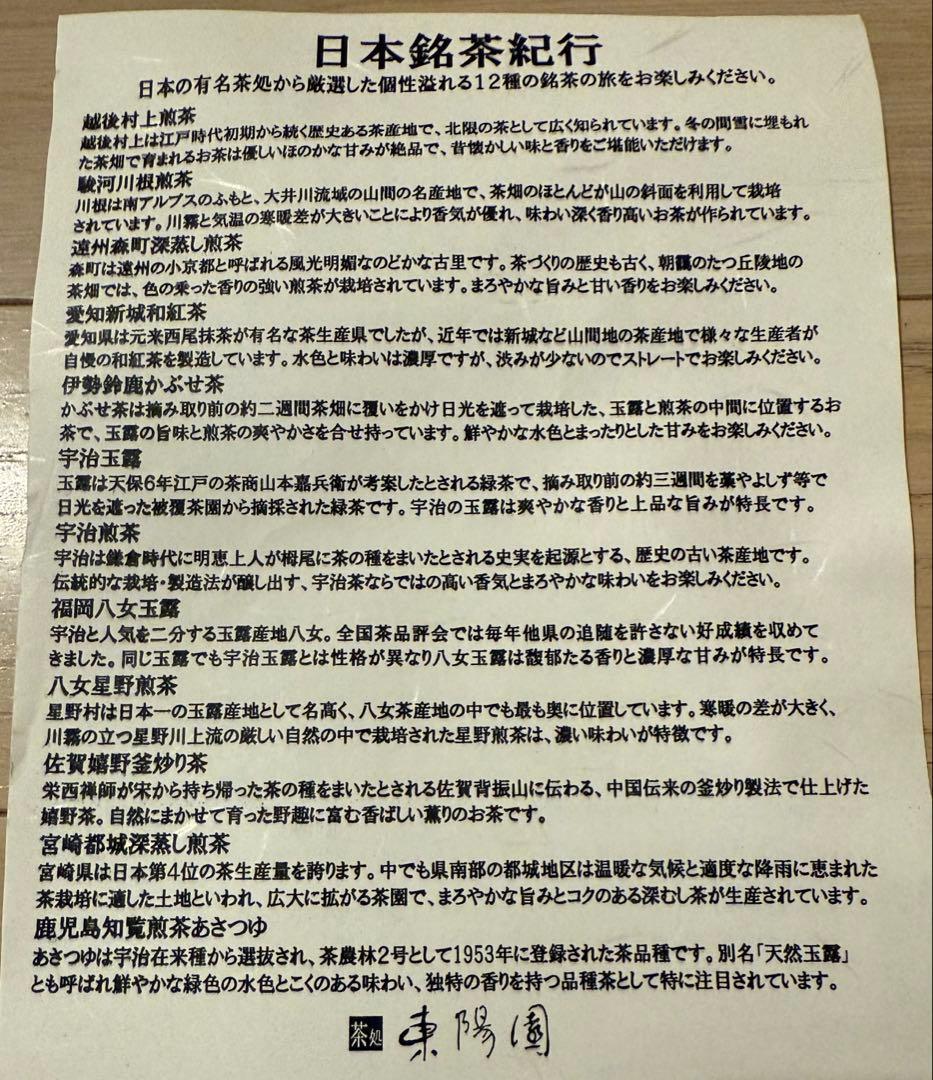 日本銘茶紀行 12種類のティーバッグ