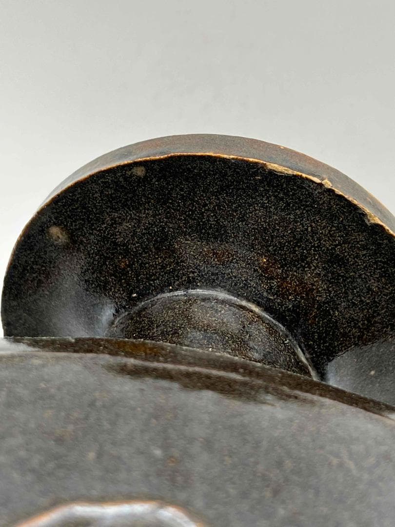 金～元時代 褐黑釉 木の葉文　大扁壺　花入　花瓶　茶道具(B-66)