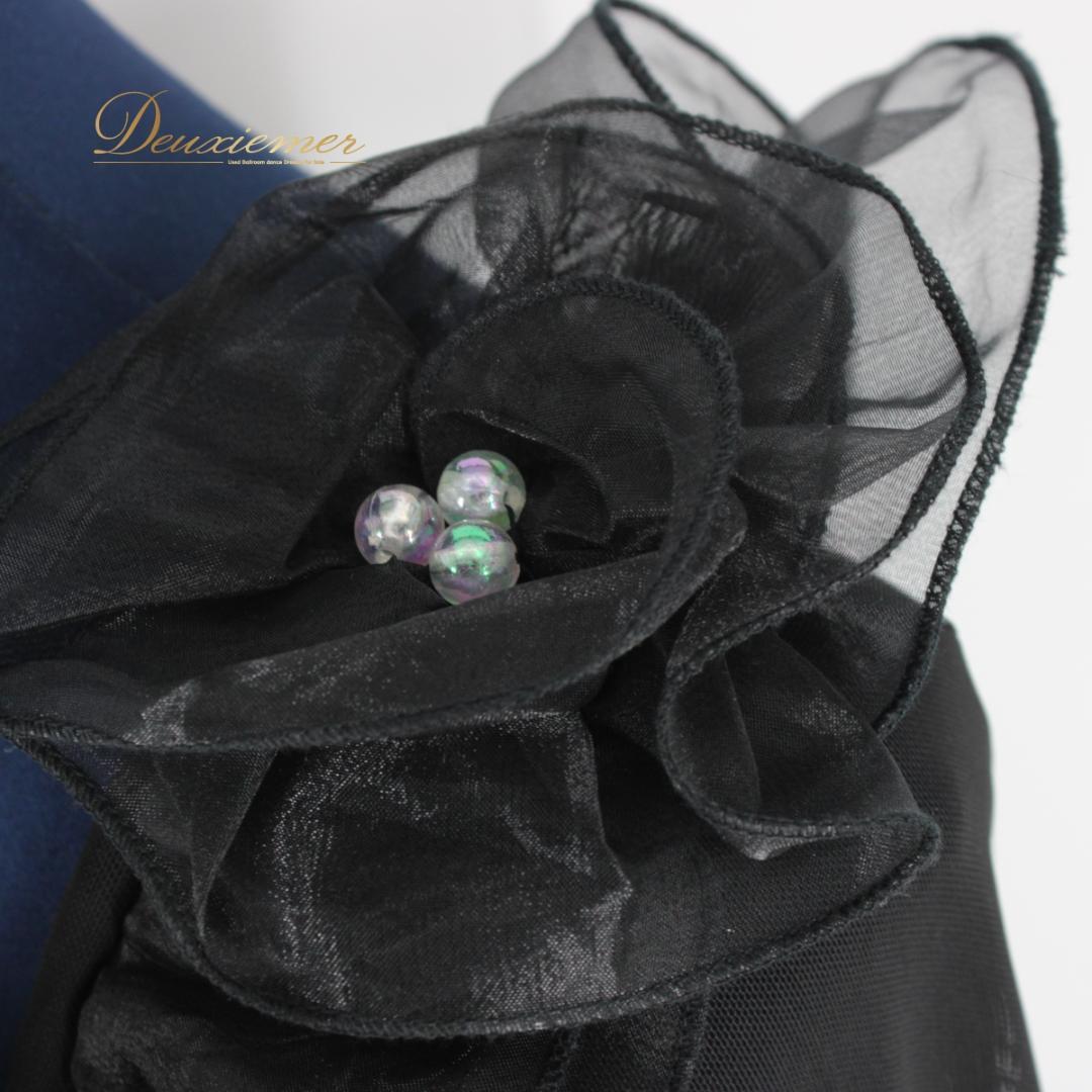 【美品 社交ダンス衣装】上下セット ICHIOKU 黒 ブラック ラインストーン