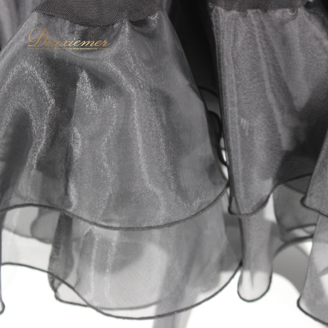 【美品 社交ダンス衣装】上下セット ICHIOKU 黒 ブラック ラインストーン