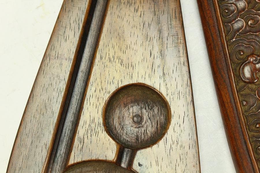 中国美術 花梨 刻 雲蝙蝠紋 秤 測り具(K-A911)