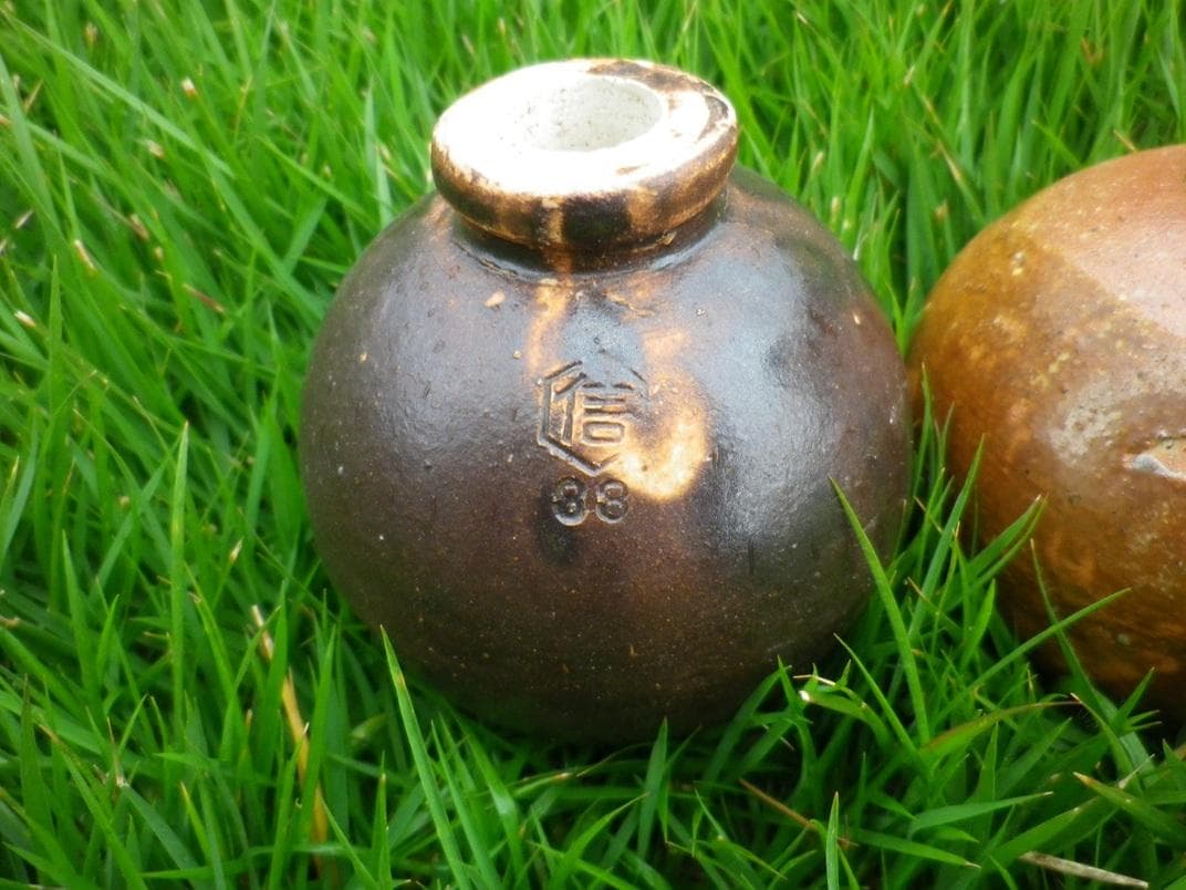 旧海軍　一輪挿し　陶器　信楽焼　3個セット②