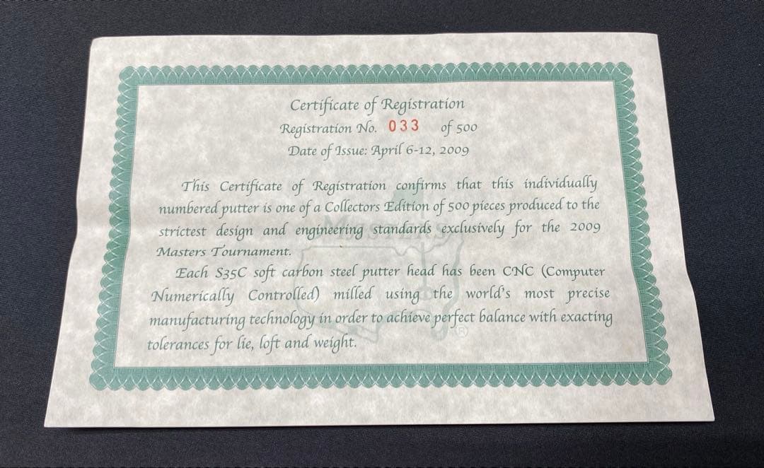 09マスターズパター　35インチ　No.33/500 未使用品