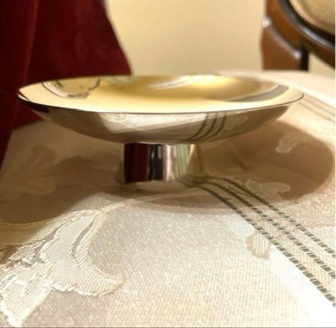 純銀製 円形脚付き盃 木箱付き（新品未使用）