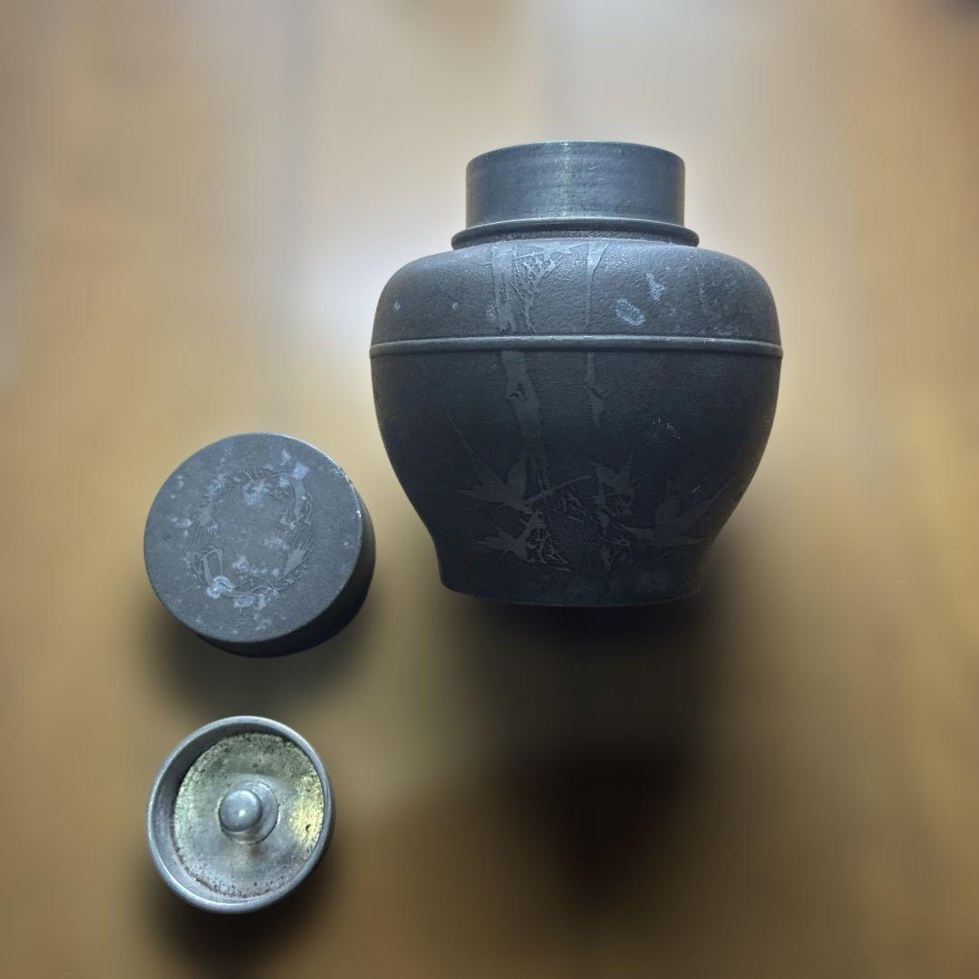 中国美術 煎茶 唐物 古錫 茶入 萬壽堂造　時代物 古美術