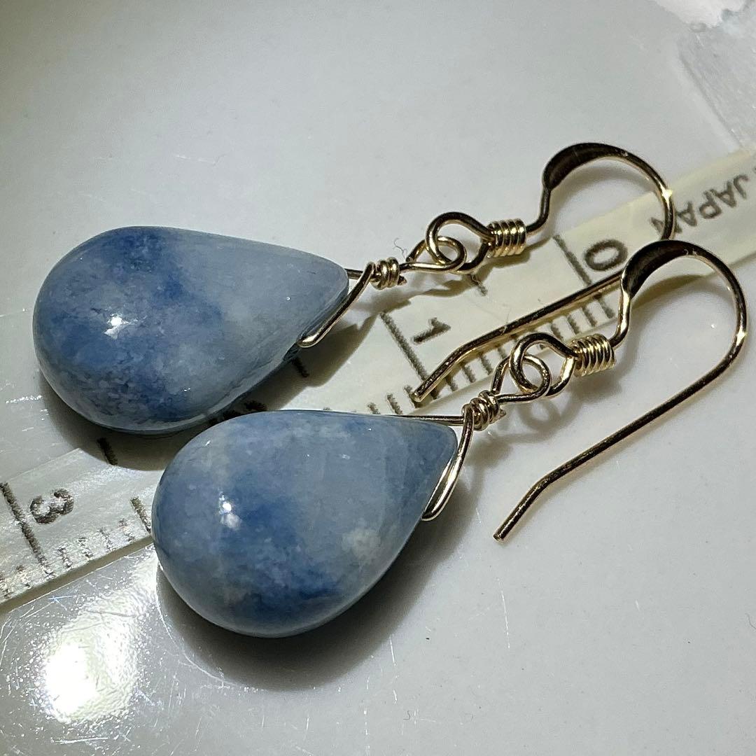【専用】コン沢翡翠&金山翡翠　ティアドロップピアス　14kgf