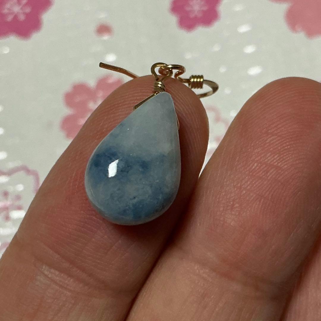 【専用】コン沢翡翠&金山翡翠　ティアドロップピアス　14kgf