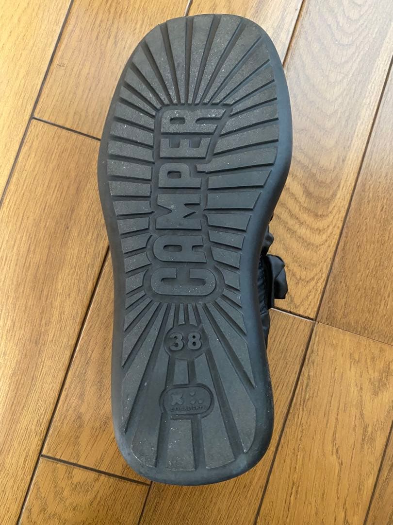 美品CAMPER ブラック カンペール オンダ フラットシューズ38（24cm）