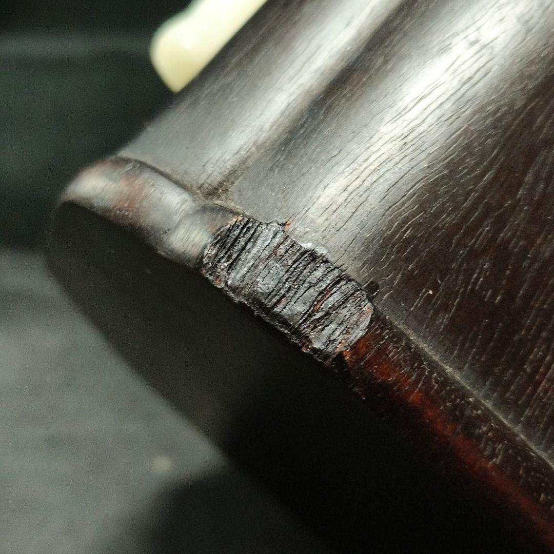 中国骨董 紫檀筆筒 白玉彫仕女図象嵌 古美術 アンティーク 旧家蔵出 蒐集家放出