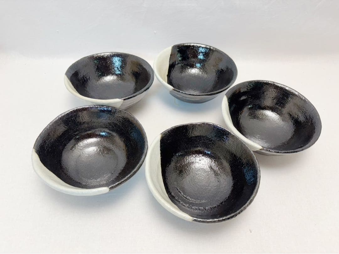 未使用 茶道具 松楽作 黒楽数茶碗 5客陶印 煎茶 茶器 茶事 茶席 茶会 紙箱