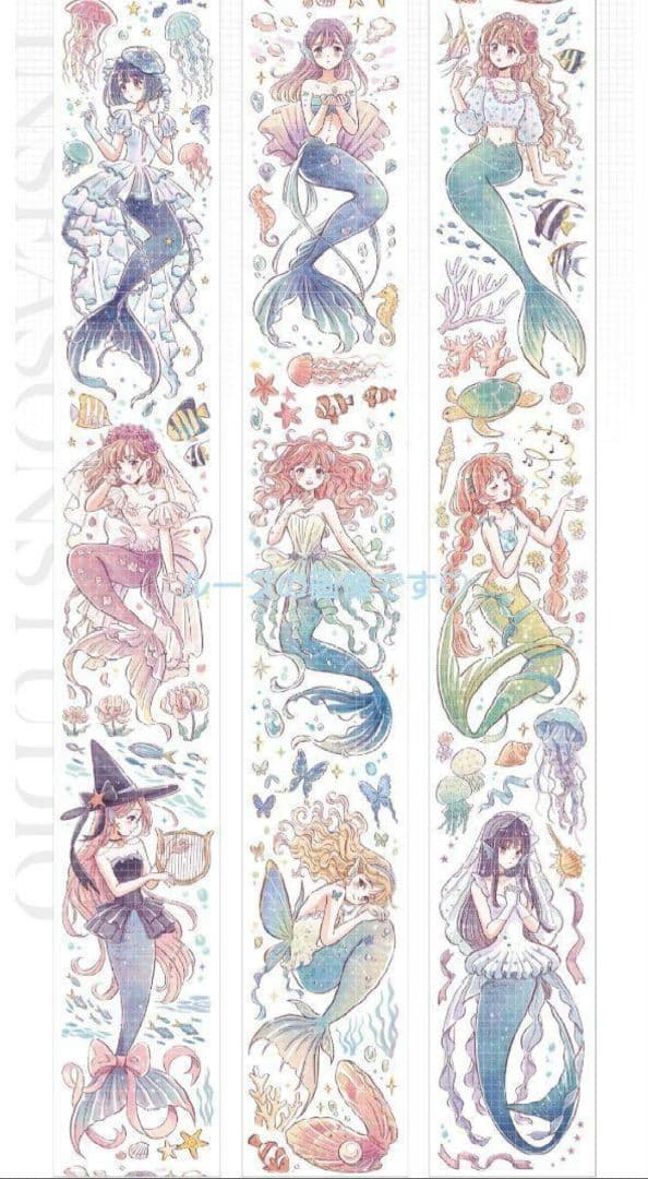 ✩SALE✩J345＃海洋之泪(镭射银)当季限定切り売り海外人物マステ女の子