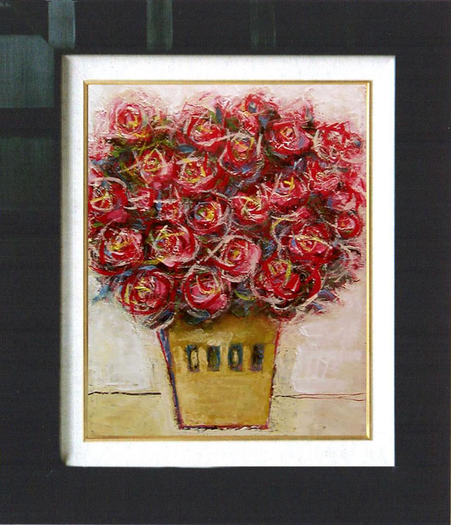 油絵 菅家令子 絵 絵画 インテリア uF6-110902　花 ばら