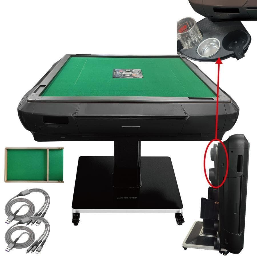 全自動 麻雀卓 ガラス製脚 折りたたみ 静音 テーブルボード付（M黒：33mm）