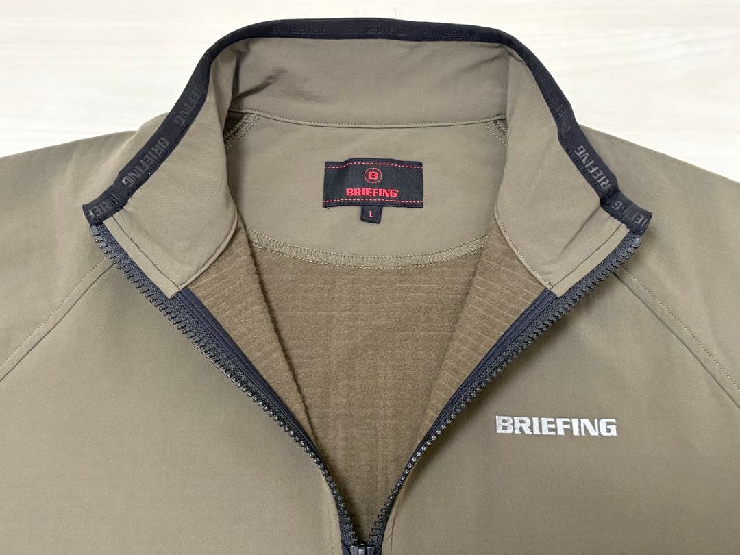 未使用)ブリーフィング ゴルフ メンズ フリースハーフジップ サイズL オリーブ
