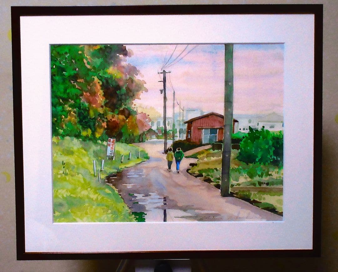 雨上がりの散歩 (額縁付き)