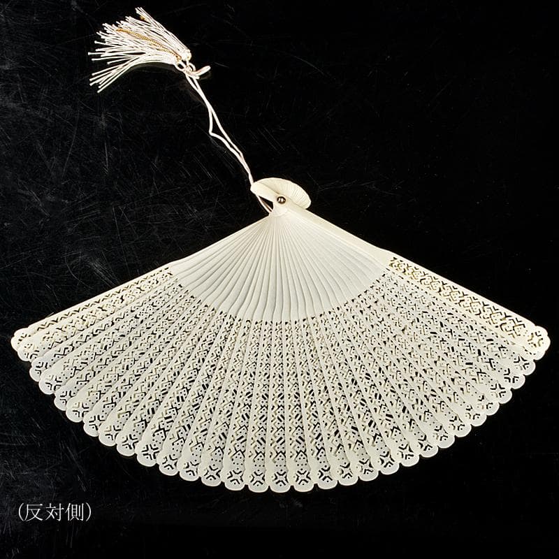 中国　獣骨製　細密彫刻　扇子　合せ箱　M　R5726