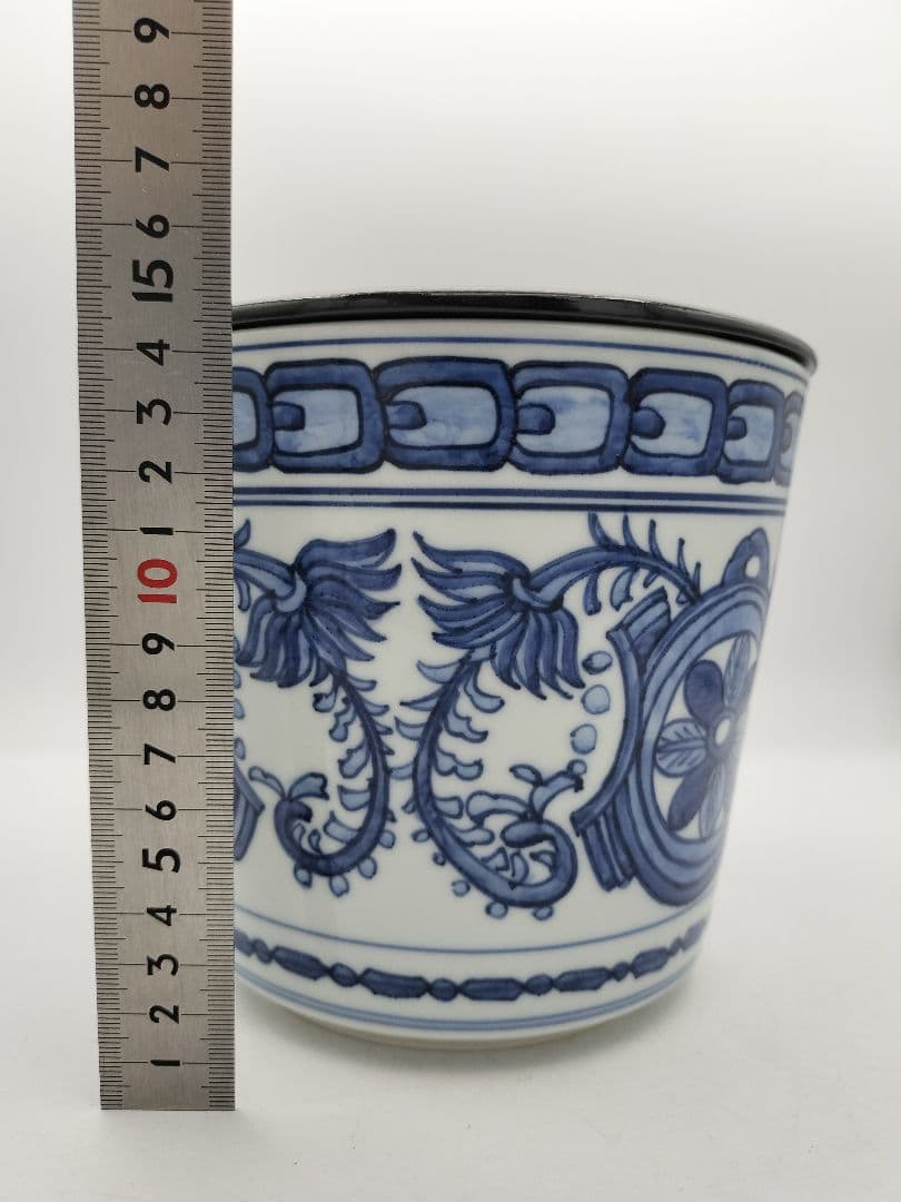 b626 水指 染付 オランダ写 西村徳泉 木箱 茶道具 古物