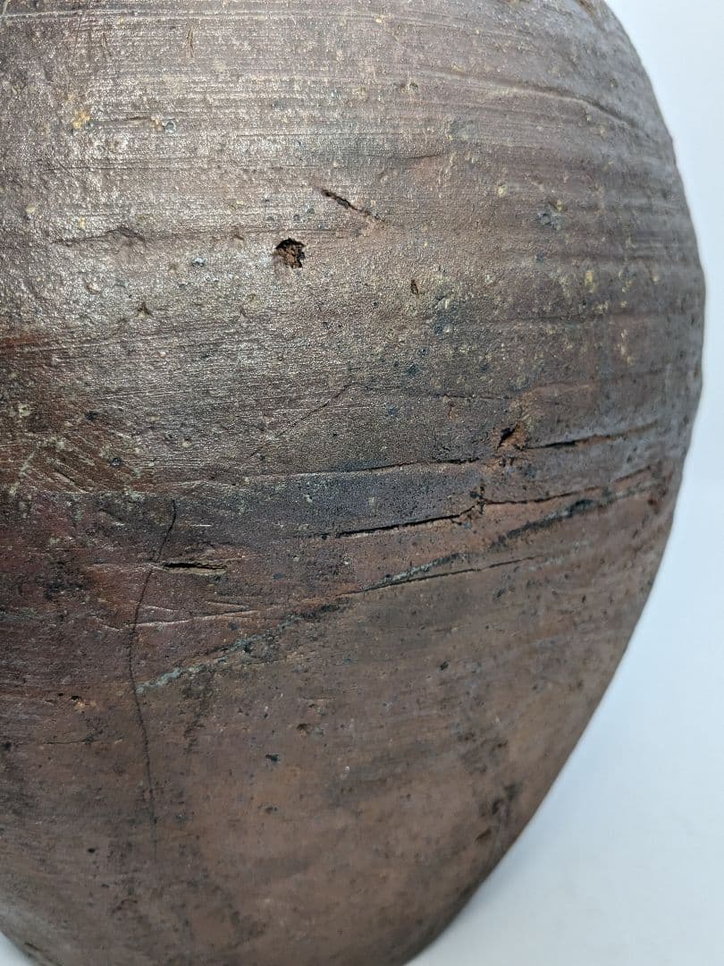 室町末期～江戸初期 古備前 波状文壷 壺 備前焼 つぼ 置物 飾り物 造花用花入