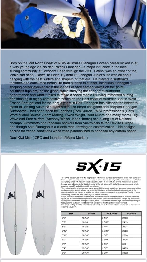 FLANAGAN SX.15 フラナガン サーフボード6’1” 34.8L