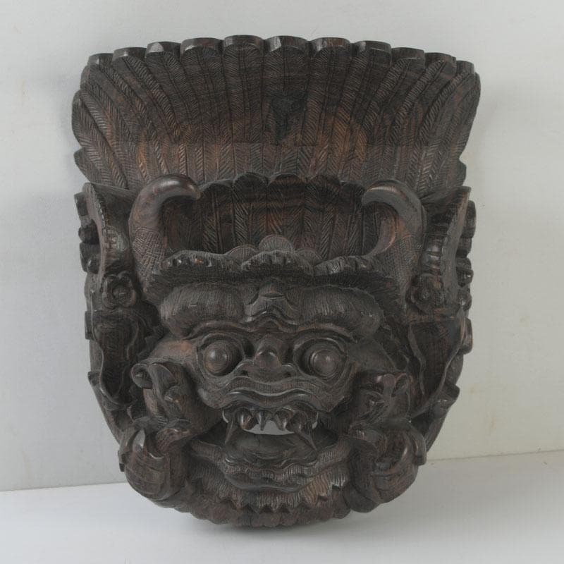 バリ島　インドネシア　木彫　ガルーダ　面　壁飾　C　8630