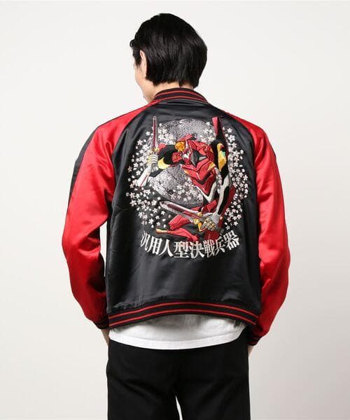 エヴァンゲリオン × NISHIKI ２号機 月下桜吹雪スカジャン XL レッド