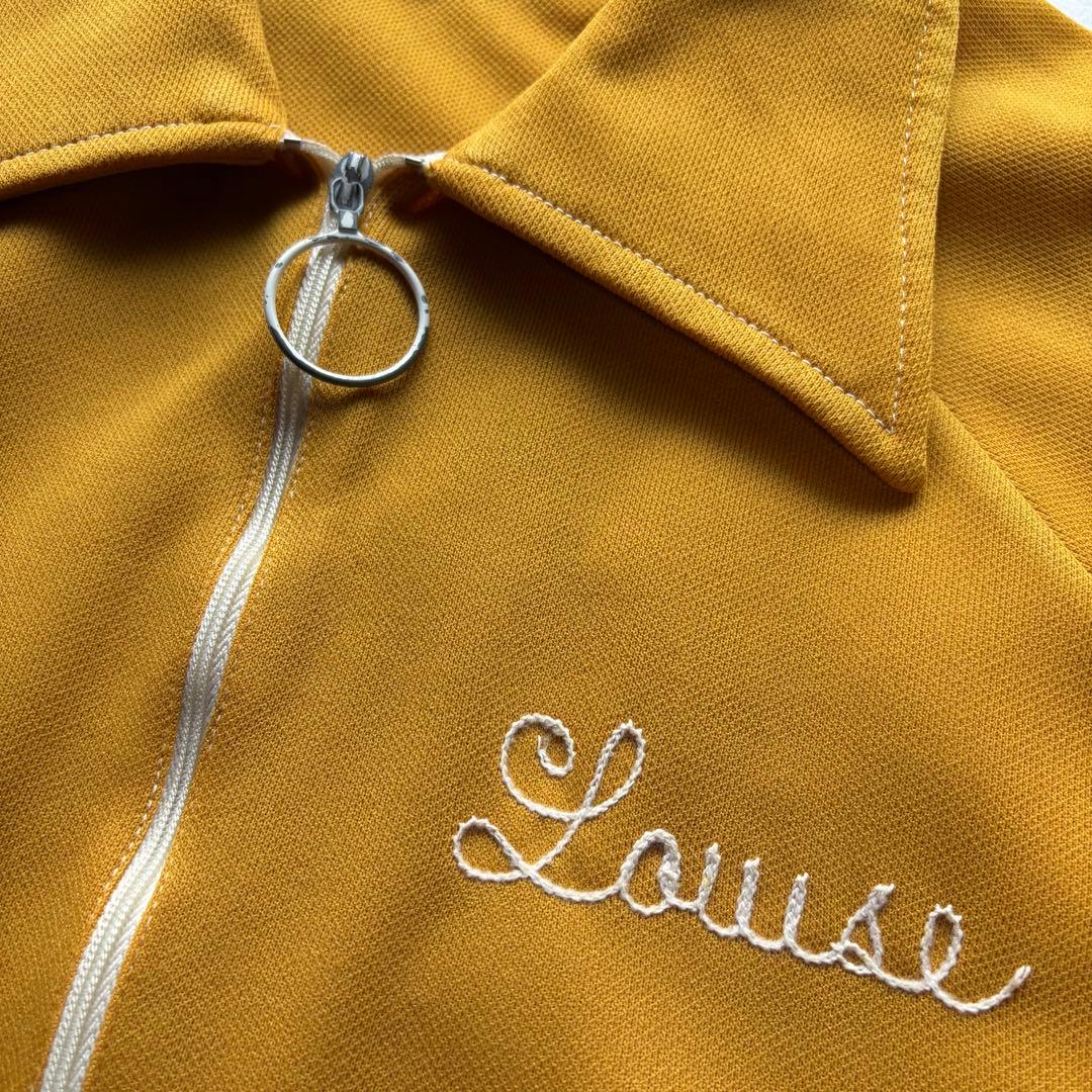 ANGEL TOWN ハーフジップ　ボーリングシャツ　イエロー　刺繍　サイズ38