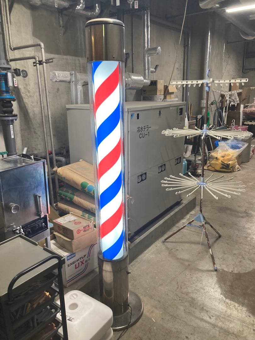 理容店　サインポール　 赤・白・青 ストライプ　LED