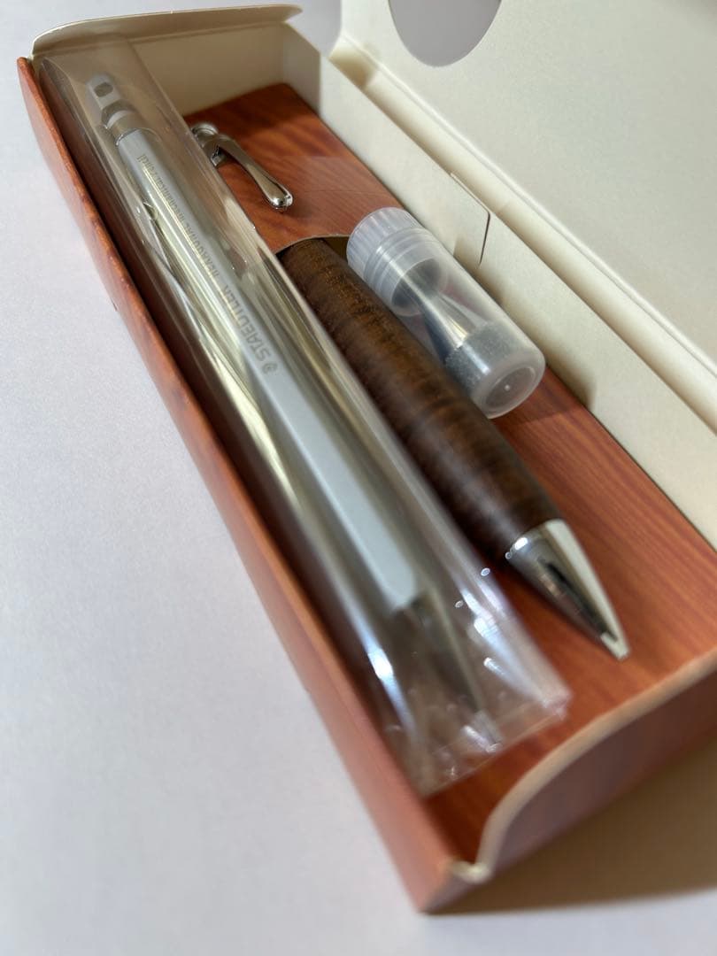 新品未使用　工房楔　ペンシル楔　ウォールナット縮み杢　シャーペン　固定式口金付き