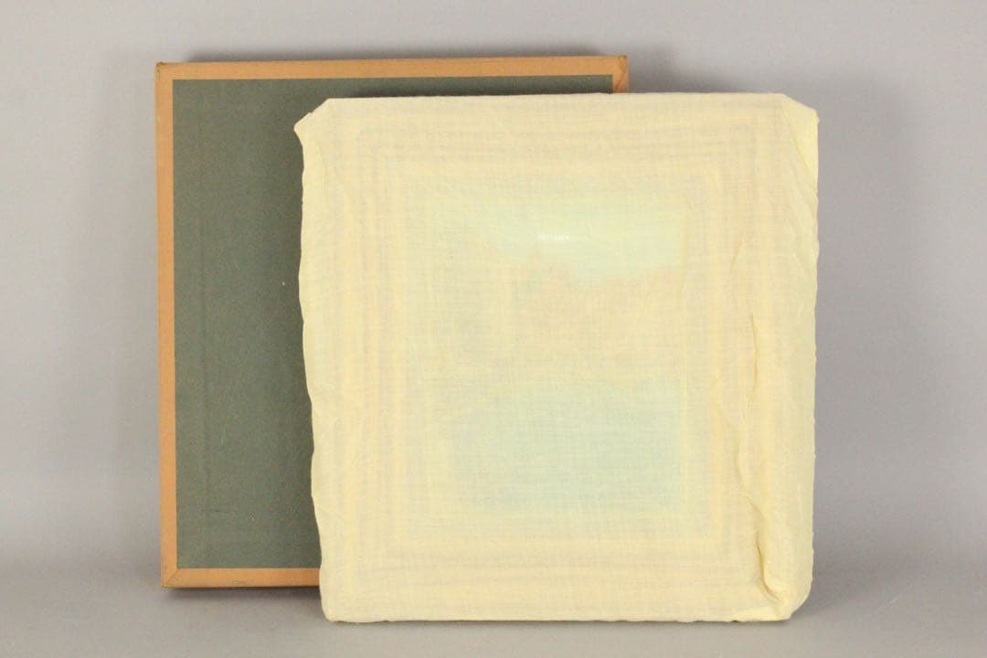 No4424 額装　鈴木久美子「湖のヴァカンス」油彩画　黄袋/畳箱付　送料無料