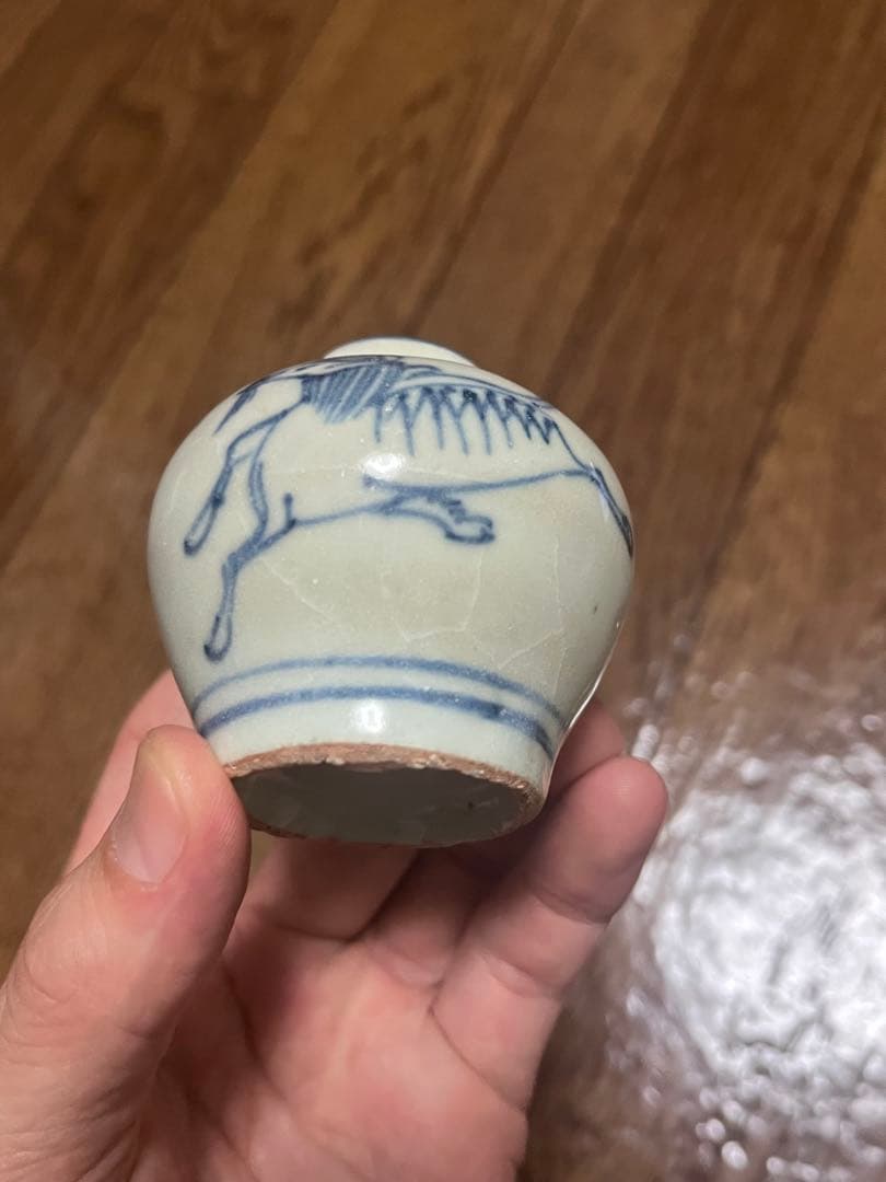 古染付　小壷　小壺　馬　干支　麒麟　香炉　初期伊万里　李朝　民藝　民芸　安南