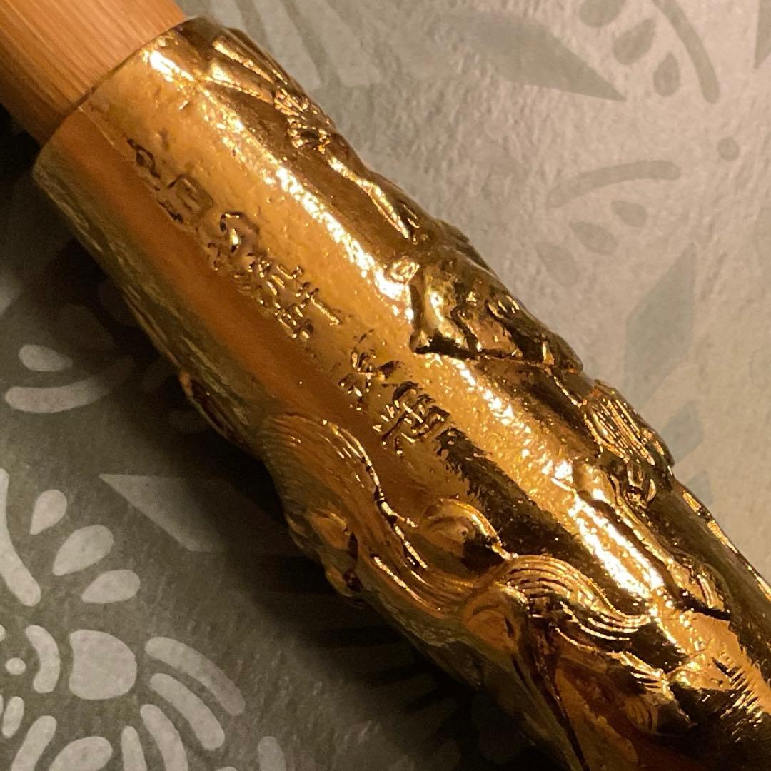 希少　金仕上げ　松流軒政輝　武者図　煙管　キセル