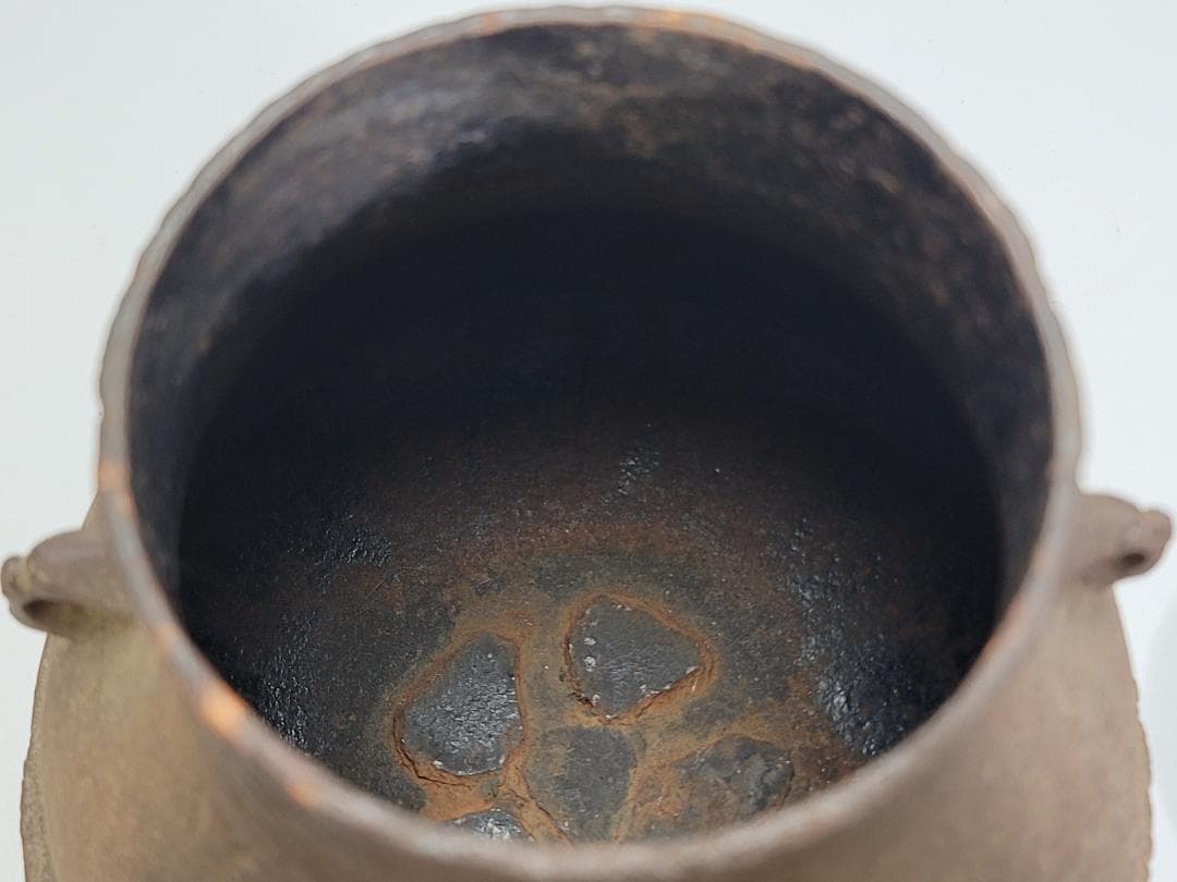 茶道具 鶴 舟引 人物紋 釜 時代物