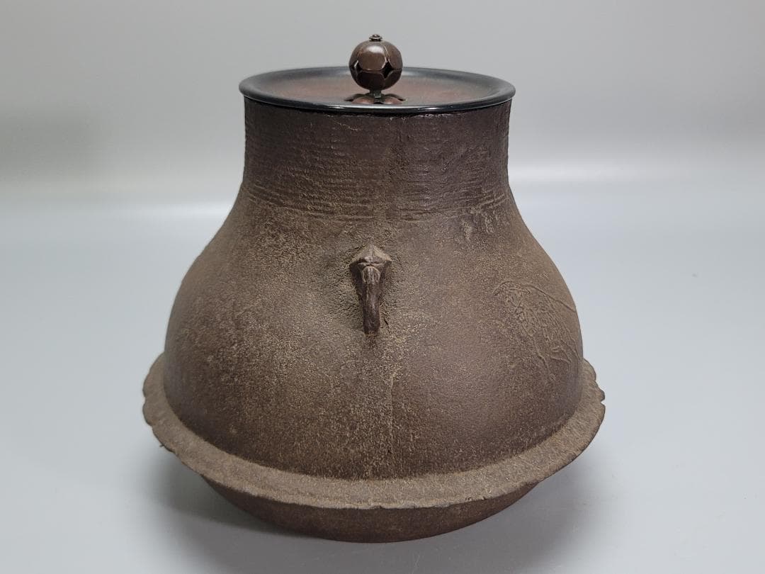 茶道具 鶴 舟引 人物紋 釜 時代物