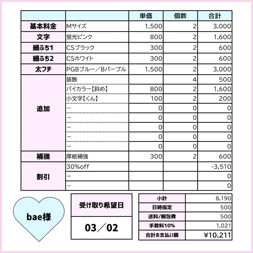 baeページ♡0302ネームボード うちわ文字 連結文字パネル オーダー