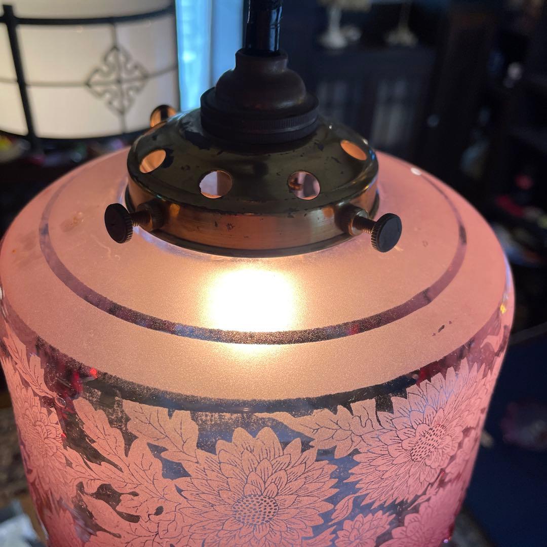 電笠　電傘　照明　ヨーロッパ(英国)　※アンティーク・レトロなガラス 照明