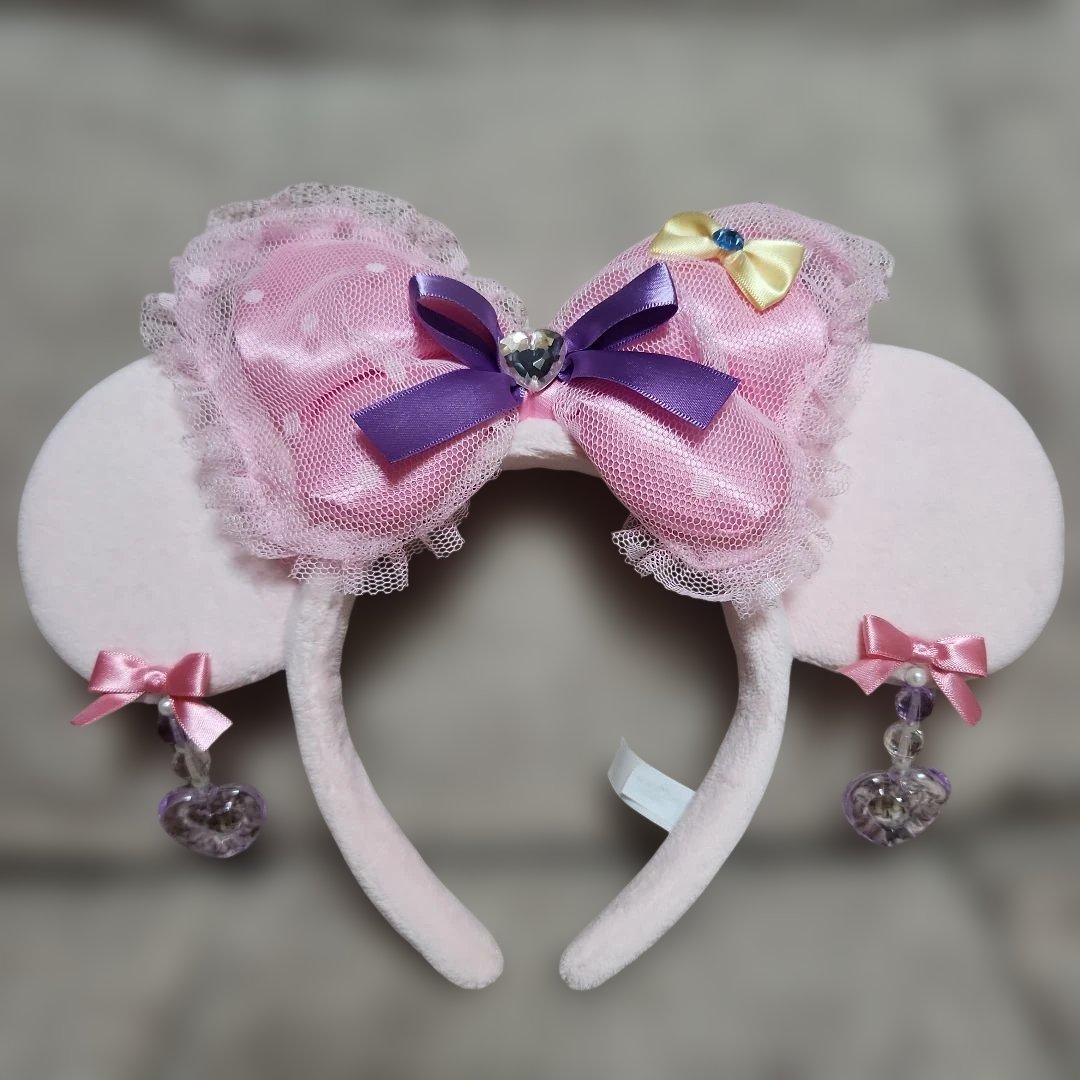 ディズニー ミニーマウス カチューシャ ピンク リボン イヤリング 廃