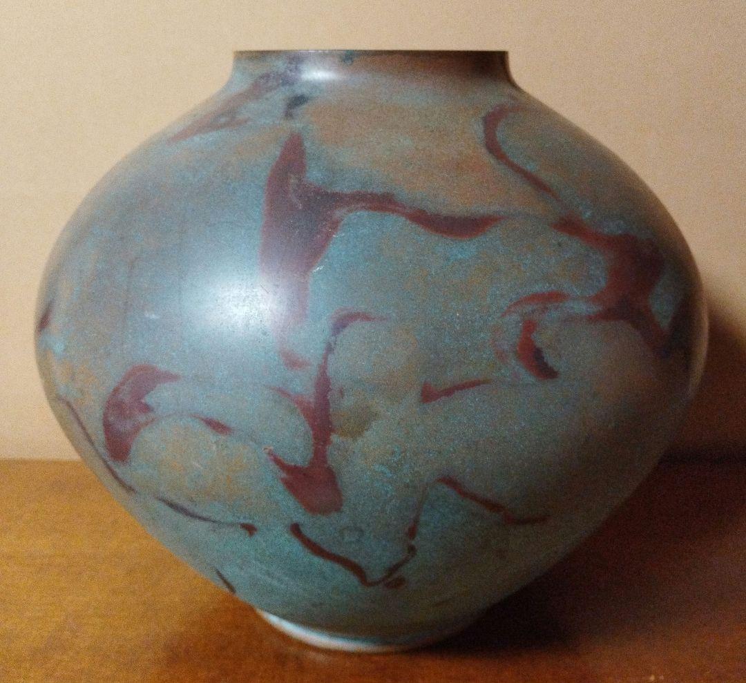 高岡銅器　竹治作　花器　壺