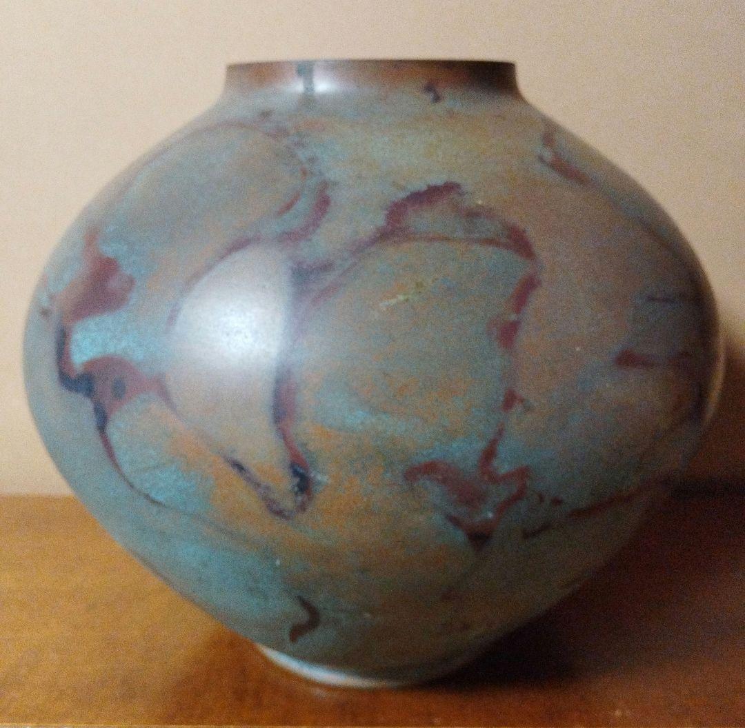 高岡銅器　竹治作　花器　壺