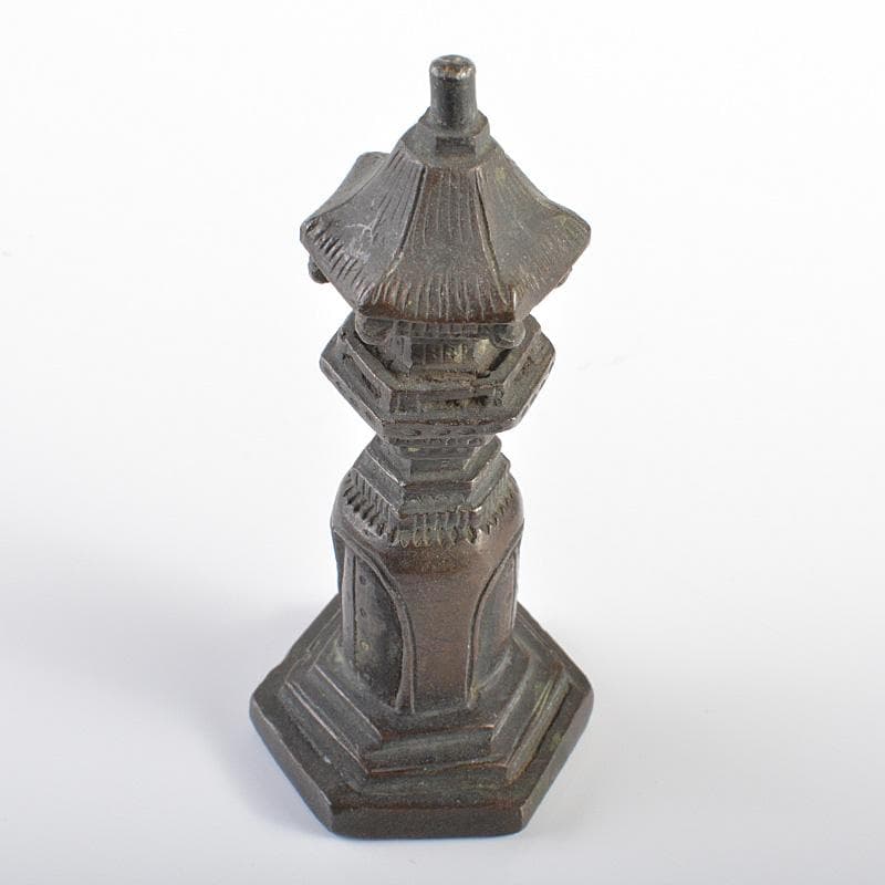 仏教美術　古銅宣徳銅　仏塔　紙鎮　置物　V　R6269