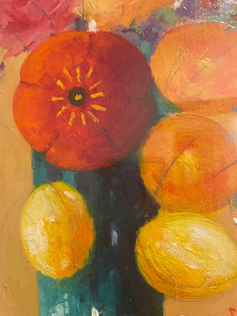 酒井健吉　 『ポピー』 油絵・油彩画　直筆