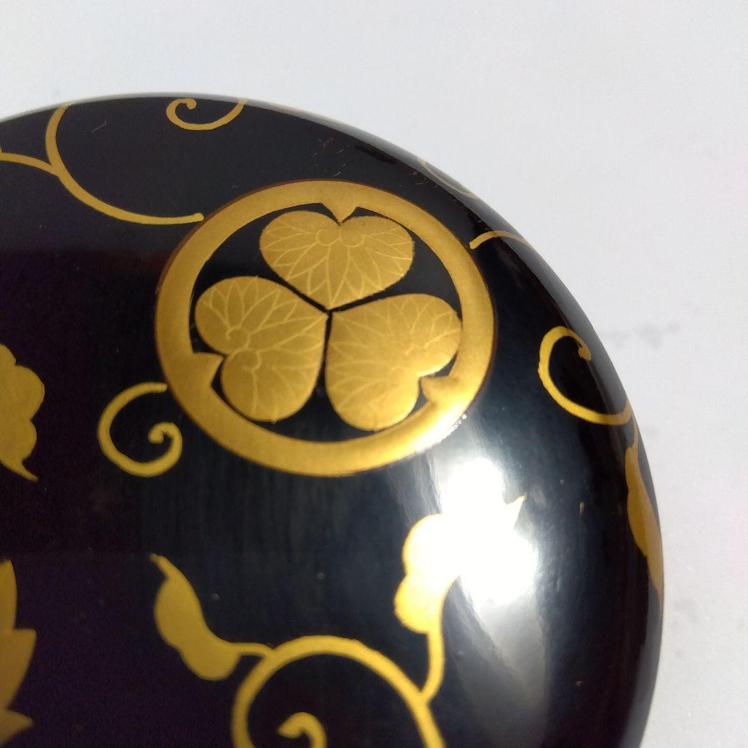 京都　蒔絵　香合　共箱　漆器　天然木　内金泊　合わせ銀輪造り