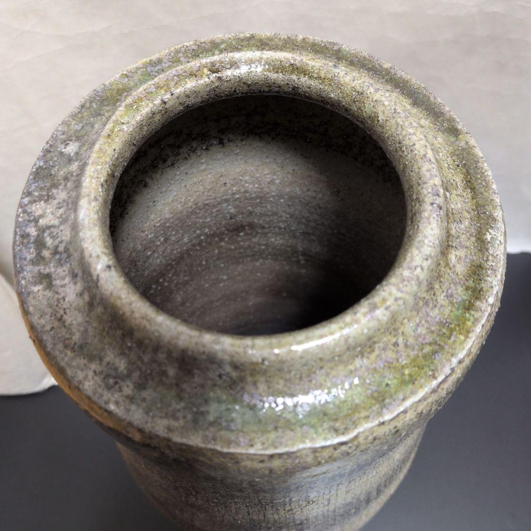 【灰釉　窯変長壺】みきお