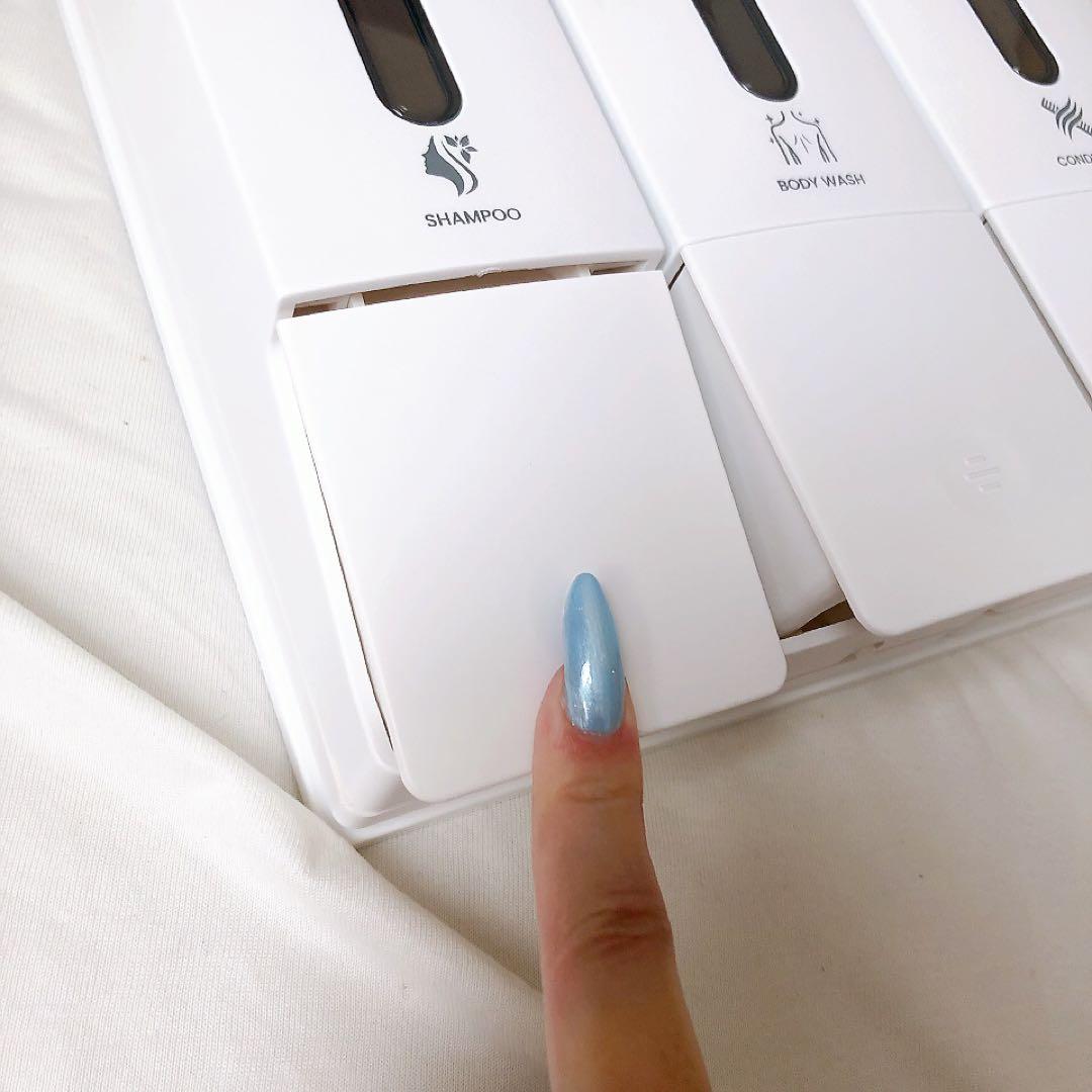 シャンプーボトル 3室 壁掛け 各400ML 簡単補充 残量確認 ホワイト