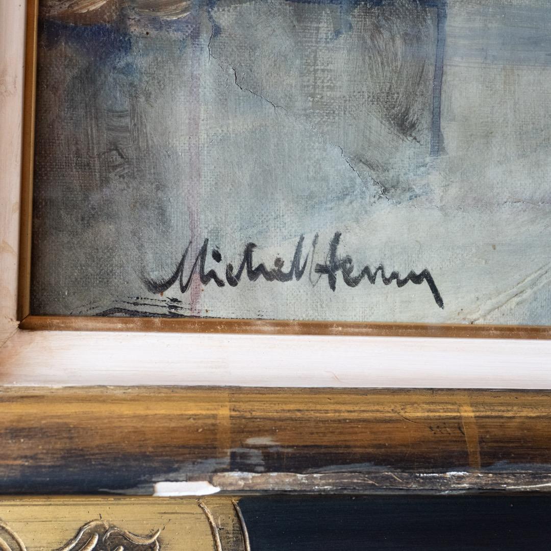 Michel Henry 油彩画 ミシェル・アンリ 油彩 花 F25 大作 絵画