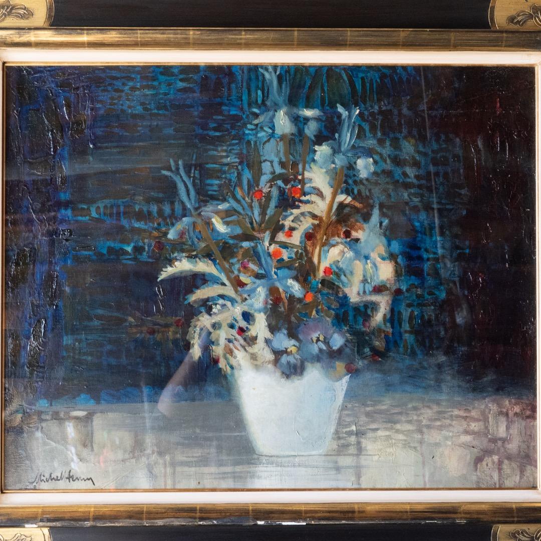 Michel Henry 油彩画 ミシェル・アンリ 油彩 花 F25 大作 絵画