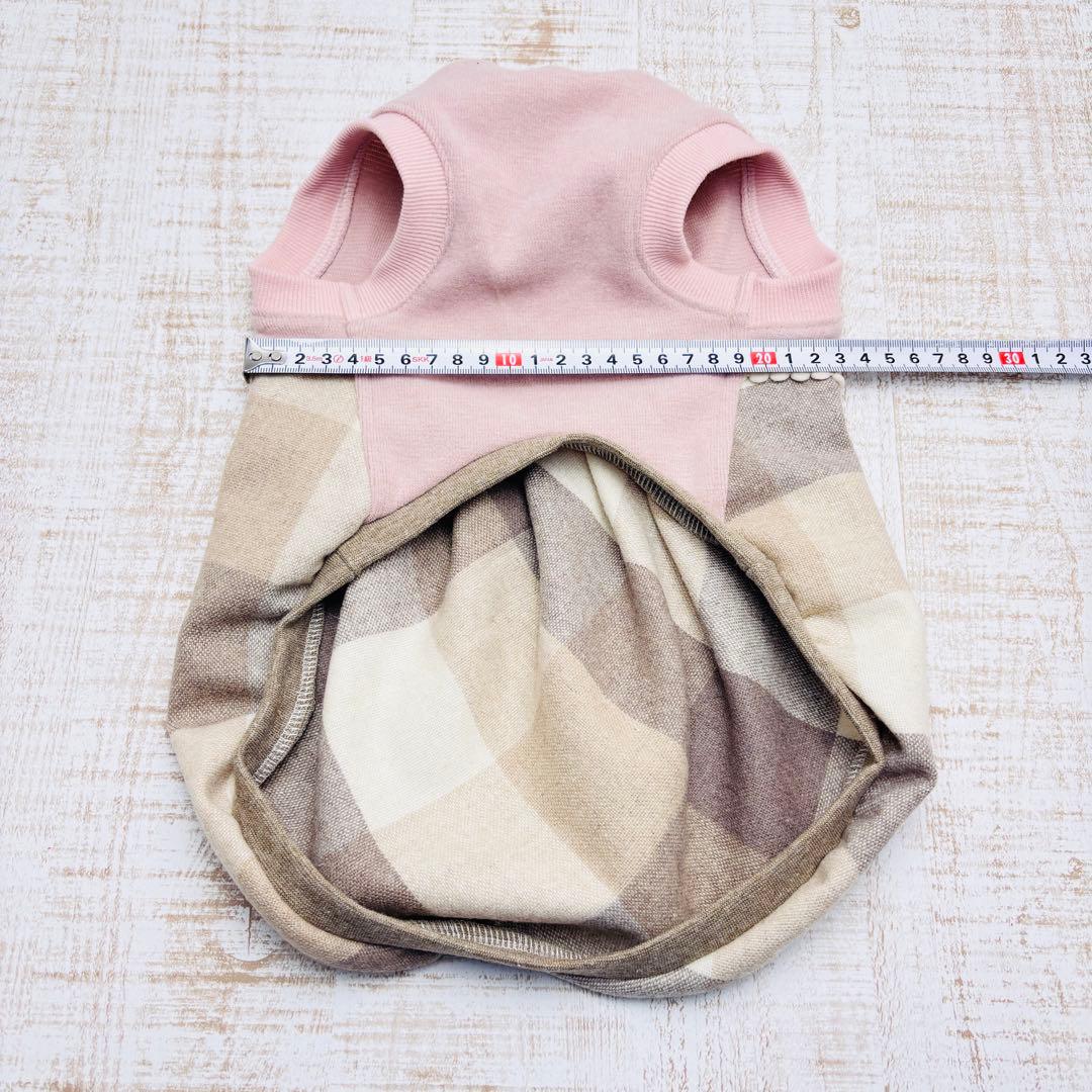 【オーダーページ】犬服　くすみピンク×ウール混チェック　バルーン　残り2〜3枚