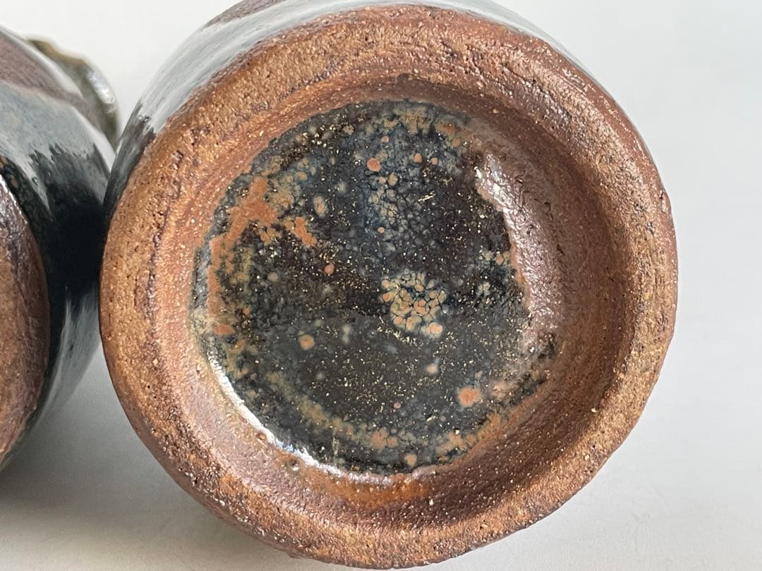 陶芸家　人間国宝　濱田庄司　浜田庄司　酒器　徳利　一対　共箱　指描　鉄釉　民藝