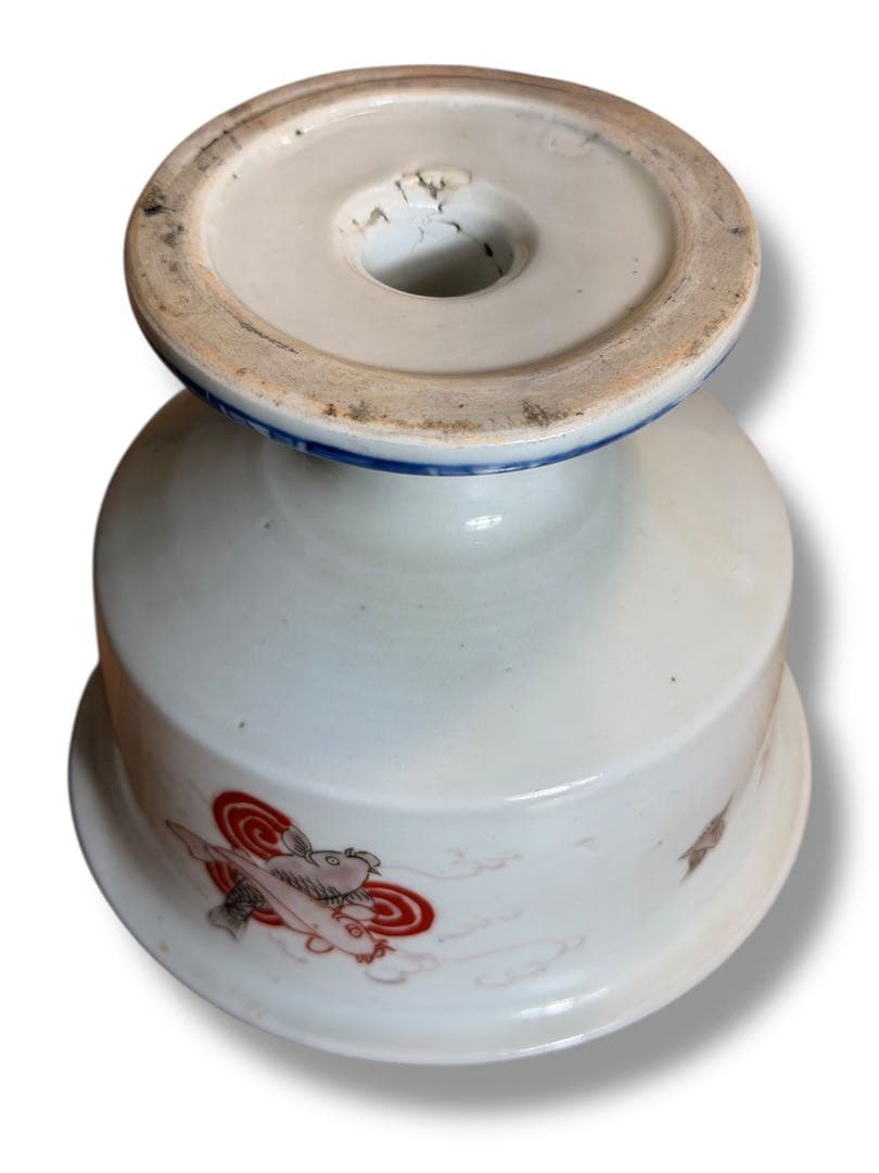 #古伊万里 盃洗 明治期 色絵 鯉文 高杯　P-3